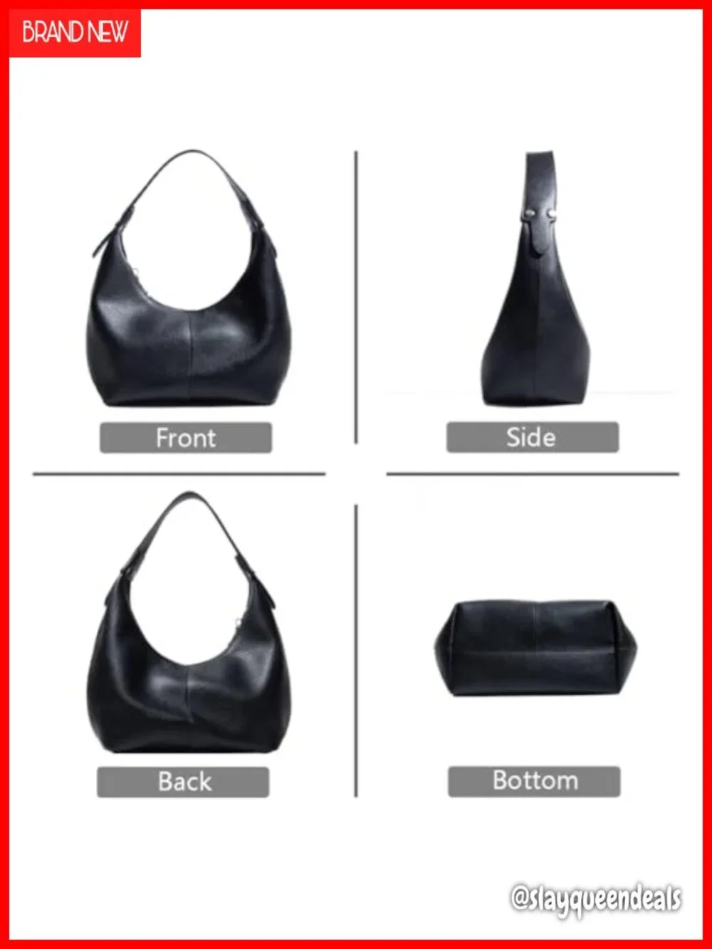 Vegan Leather Crescent Hobo Bag Shoulder Purse Y2K Slouchy Tote